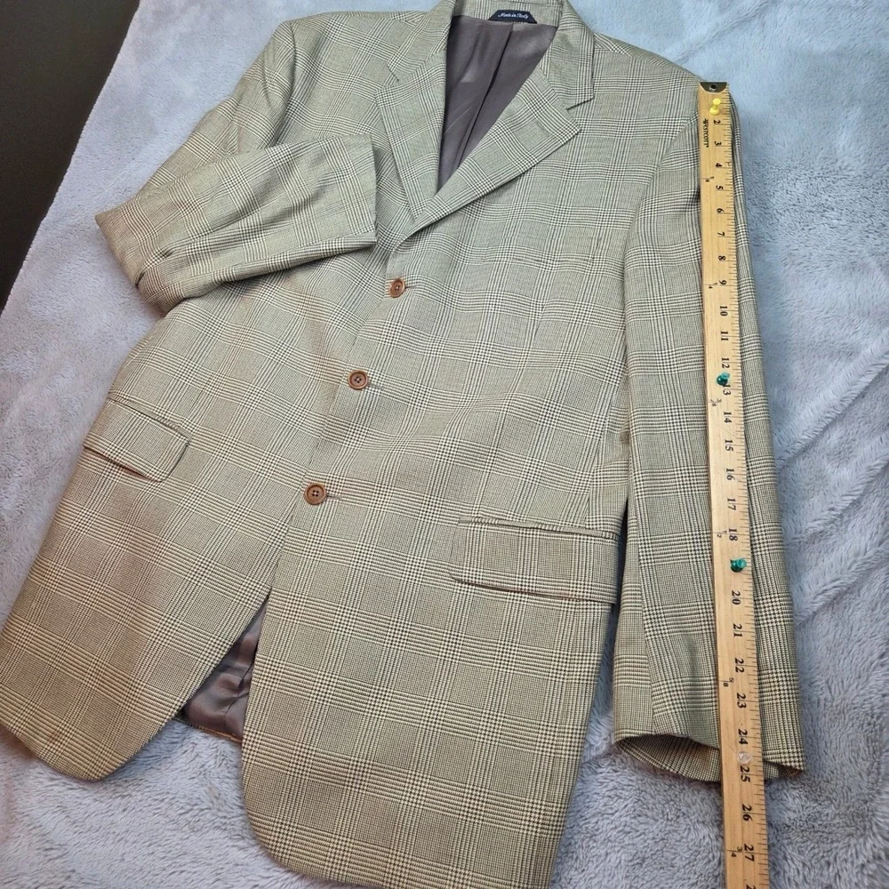 Sartoria Zanieri Silk Wool Sport Coat Mens L44 Glen Plaid Blazer Made in Italy‎